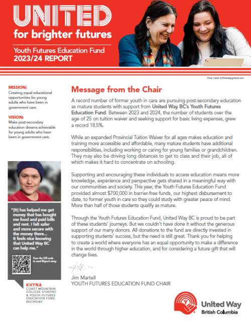 Cover of 2023-2024 Youth Futures Education Fund Annual Report