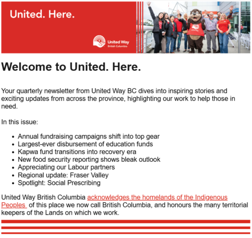 United Way BC Provincial Newsletter - December 2025