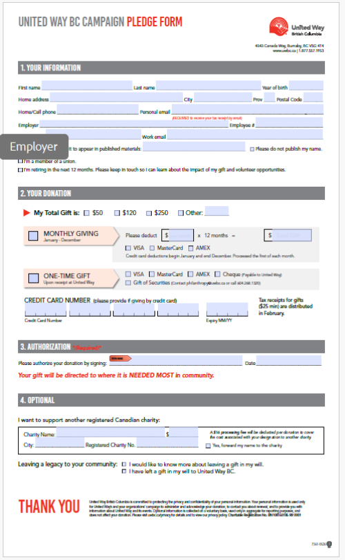 Cover of Non-Payroll Pledge Form